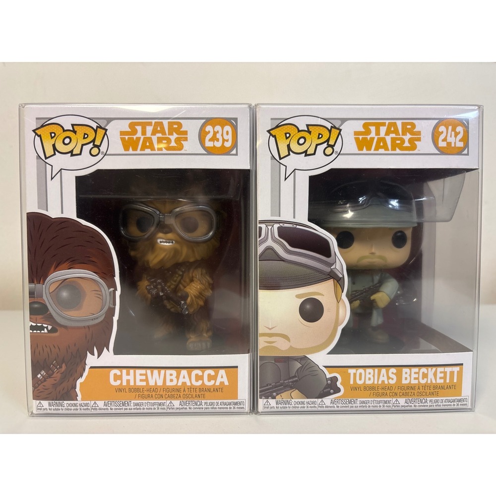 Star Wars Funko Pop Solo Chewbacca 239 Tobias Beckett 242 Bobble-Head Lot of 2